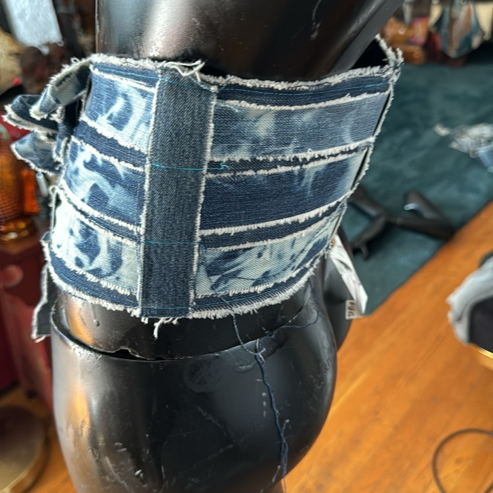 Repurposed denim belt/ cumberbund - Picture 3 of 6